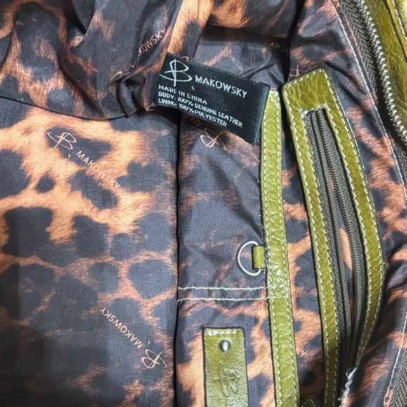 B. Makowsky Olive Leather Shoulder Bag - Picture 4 of 5